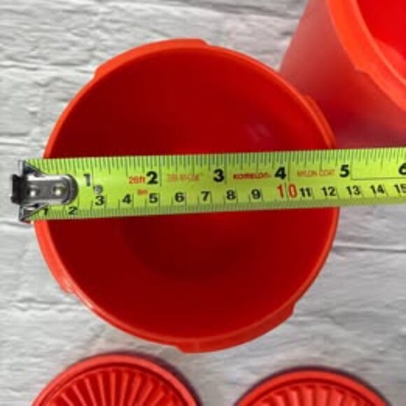 Vintage Set of 2 Tupperware Servalier Canister Containers Harvest Orange - Picture 8 of 9